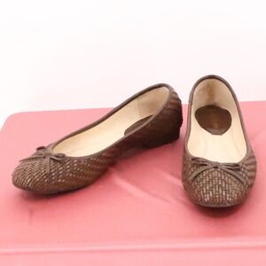 Woven Ballet Flats Bow Womens Office Closet Staple Brown Neutral  Size 7.5